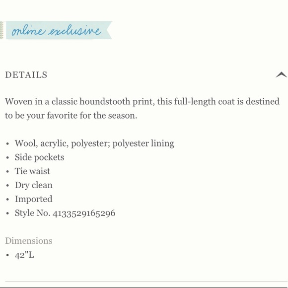 NWT Anthropologie Houndstooth Coat, XS, S, XL - Picture 6 of 9